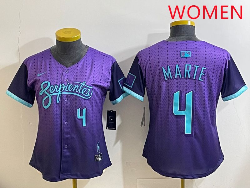 Women Arizona Diamondback #4 Marte Purple Joint Name 2025 Nike MLB Jersey style 35